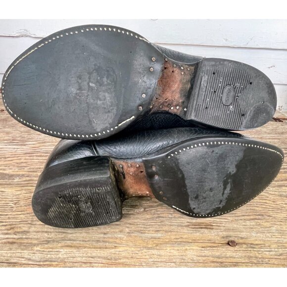 Tony Lama Black Bull hide Boots Size 8 EE Mens Style 2205 Western Leather - Picture 4 of 16